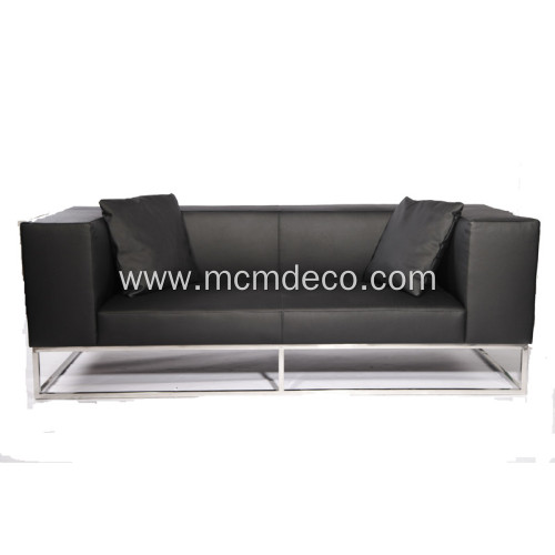 Modern Leather Sofa with Stainless Steel Frame